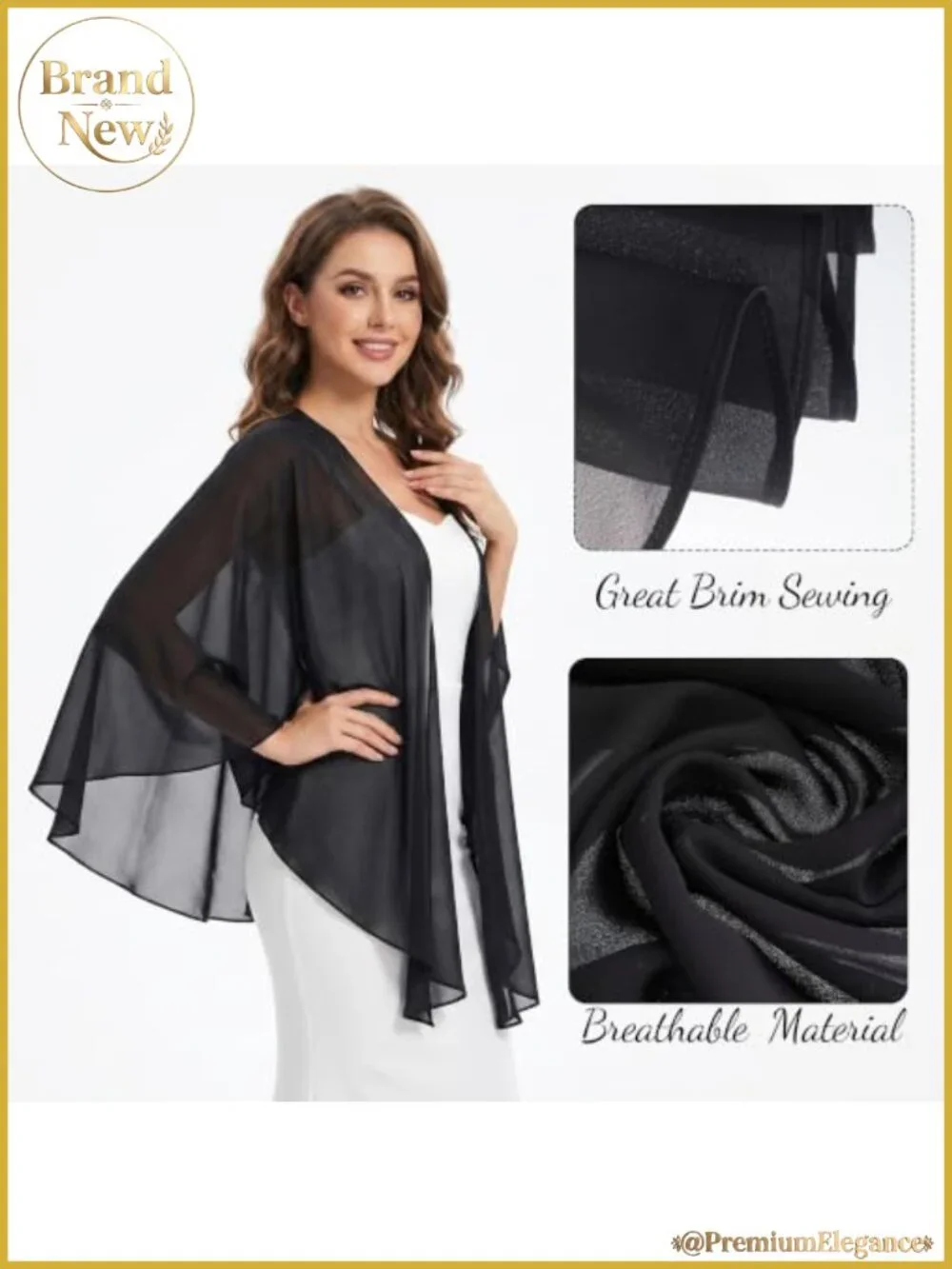 Chiffon Sheer Shawl Wrap for Evening Dresses Wedding Bridal Cover Up
